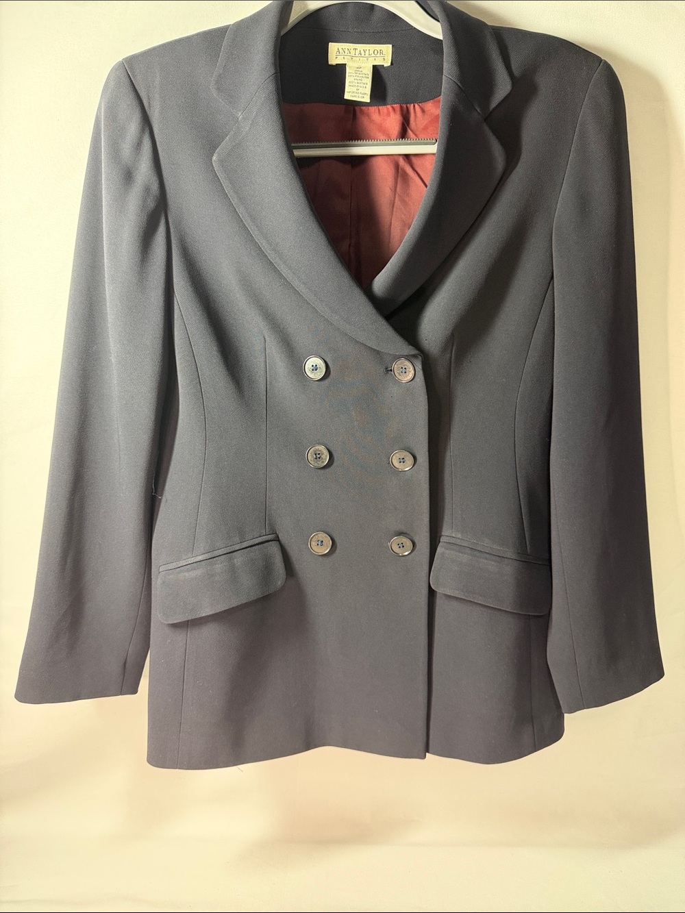 Ann Taylor Petites Deep Navy Double Breasted Blazer 4P Made in USA